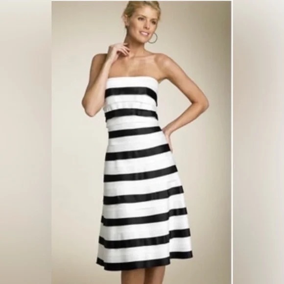 BCBGMaxAzria black and white knee-length sleeveless sheath dress - Picture 7 of 7